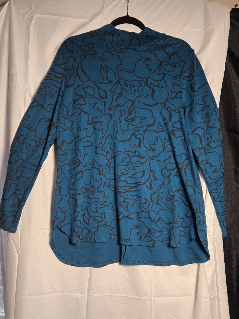 Chico’s Teal Black Pima Cotton Mock Neck Tunic Top Size 2